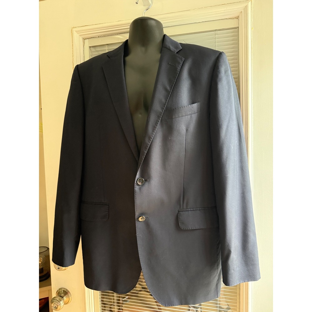 Saks Fifth Avenue Blazer 42R Navy Ermenegildo Zegna Wool Italy woven USA made